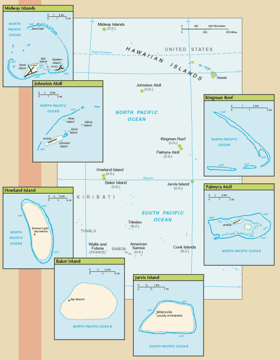 Map of United States Pacific Island Wildlife Refuges