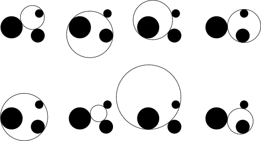 \begin{figure}\begin{center}\BoxedEPSF{ApolloniusCircles8.epsf scaled 950}\end{center}\end{figure}