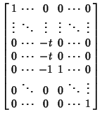 $\displaystyle \left[\begin{array}{cccccc}1 & \cdots & 0 & 0 & \cdots & 0 \\  \v...
... 0 & 0 & \ddots & \vdots \\  0 & \cdots & 0 & 0 & \cdots & 1 \end{array}\right]$