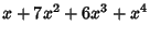 $\displaystyle x+7x^2+6x^3+x^4$