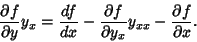 \begin{displaymath}
{\partial f \over \partial y}y_x={df \over dx}-{\partial f\over\partial y_x}y_{xx}
- {\partial f\over \partial x}.
\end{displaymath}