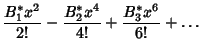 $\displaystyle {B_1^* x^2\over 2!} - {B_2^* x^4\over 4!} + {B_3^* x^6\over 6!} + \ldots$