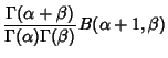 $\displaystyle {\Gamma(\alpha +\beta)\over \Gamma(\alpha)\Gamma(\beta)} B(\alpha+1,\beta)$