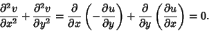 \begin{displaymath}
{\partial^2 v\over \partial x^2}+{\partial^2 v\over \partial...
...al\over\partial y}\left({\partial u\over\partial x}\right)= 0.
\end{displaymath}