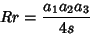 \begin{displaymath}
Rr={a_1a_2a_3\over 4s}
\end{displaymath}