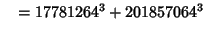 $\quad = 17781264^3 + 201857064^3$