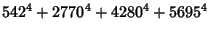 $\displaystyle 542^4+2770^4+4280^4+5695^4$