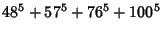 $\displaystyle 48^5+57^5+76^5+100^5$