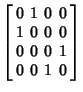 $\displaystyle \left[\begin{array}{cccc}0 & 1 & 0 & 0\\  1 & 0 & 0 & 0\\  0 & 0 & 0 & 1\\  0 & 0 & 1 & 0\end{array}\right]$