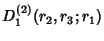 $\displaystyle D_1^{(2)}(r_2, r_3; r_1)$