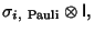 $\displaystyle \sigma_{i,{\rm\ Pauli}}\otimes{\hbox{\sf I}},$