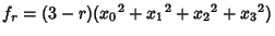 $f_r=(3-r)({x_0}^2+{x_1}^2+{x_2}^2+{x_3}^2)$