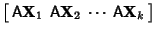 $\displaystyle \left[\begin{array}{cccc}{\hbox{\sf A}}{\bf X}_1 & {\hbox{\sf A}}{\bf X}_2 & \cdots & {\hbox{\sf A}}{\bf X}_k\end{array}\right]$