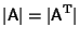 $\vert{\hbox{\sf A}}\vert=\vert{\hbox{\sf A}}^{\rm T}\vert$