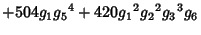 $\displaystyle +504 {g_1} {g_5}^4+420 {g_1}^2 {g_2}^2 {g_3}^3 {g_6}$