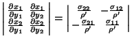 $\displaystyle \left\vert\begin{array}{cc}{\partial x_1\over\partial y_1} & {\pa...
...o'}\\  -{\sigma_{21}\over\rho'} & {\sigma_{11}\over\rho'}\end{array}\right\vert$