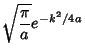 $\displaystyle \sqrt{\pi\over a}e^{-k^2/4a}$