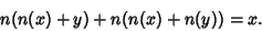 \begin{displaymath}
n(n(x) + y) + n(n(x) + n(y)) = x.
\end{displaymath}