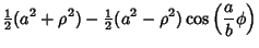 $\displaystyle {\textstyle{1\over 2}}(a^2+\rho^2)-{\textstyle{1\over 2}}(a^2-\rho^2)\cos\left({{a\over b}\phi}\right)$