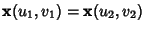 ${\bf x}(u_1,v_1)={\bf x}(u_2,v_2)$