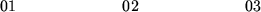 \begin{figure}\begin{center}\hskip0.0in 01 \hskip0.88in 02 \hskip0.88in 03\end{center}\end{figure}