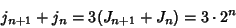 \begin{displaymath}
j_{n+1}+j_n=3(J_{n+1}+J_n)=3\cdot 2^n
\end{displaymath}