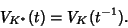 \begin{displaymath}
V_{K^*}(t)=V_K(t^{-1}).
\end{displaymath}