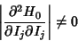 \begin{displaymath}
\left\vert{\partial^2 H_0\over\partial I_j\partial I_j}\right\vert\not= 0
\end{displaymath}