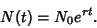 \begin{displaymath}
N(t)=N_0 e^{rt}.
\end{displaymath}