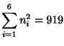 $\displaystyle \sum_{i=1}^6 n_i^2=919$