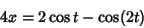 \begin{displaymath}
4x=2\cos t-\cos(2t)
\end{displaymath}