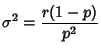 $\displaystyle \sigma^2 = {r(1-p)\over p^2}$