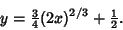 \begin{displaymath}
y={\textstyle{3\over 4}} (2x)^{2/3}+{\textstyle{1\over 2}}.
\end{displaymath}