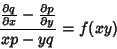 \begin{displaymath}
{{\partial q\over\partial x} - {\partial p\over\partial y}\over xp-yq} = f(xy)
\end{displaymath}