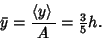 \begin{displaymath}
\bar y={\left\langle{y}\right\rangle{}\over A}={\textstyle{3\over 5}}h.
\end{displaymath}