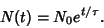 \begin{displaymath}
N(t) = N_0e^{t/\tau}.
\end{displaymath}