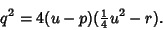 \begin{displaymath}
q^2=4(u-p)({\textstyle{1\over 4}}u^2-r).
\end{displaymath}