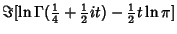 $\displaystyle \Im[\ln\Gamma({\textstyle{1\over 4}}+{\textstyle{1\over 2}}it)-{\textstyle{1\over 2}}t\ln \pi]$