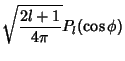 $\displaystyle \sqrt{2l+1\over 4\pi} P_l(\cos \phi)$