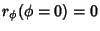 $r_\phi(\phi=0)=0$